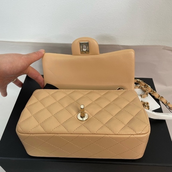 New CHANEL Gold Hardware Lambskin Quilted Mini Rectangular Flap Bag - Picture 6 of 6